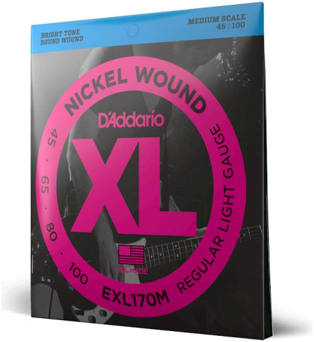 D'ADDARIO EXL170M струны для 4х струнной бас-гитары никель Soft 45-100 Medium Scale