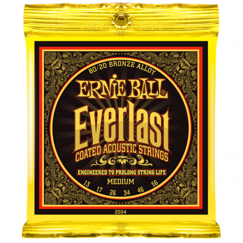 Ernie Ball 2554 струны для акуст.гитары Everlast 80/20 Bronze Medium (13-17-26-34-46-56)