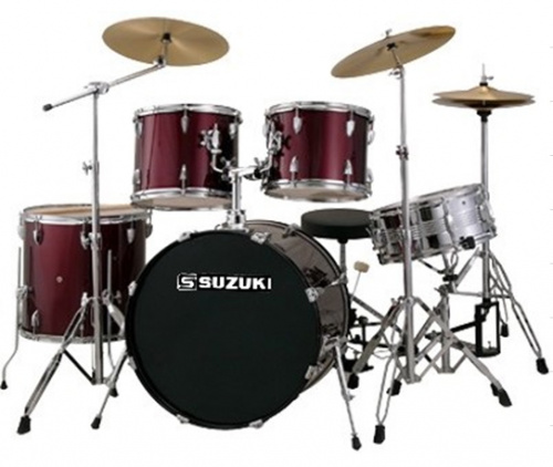 Suzuki SDS-200WR барабанная установка (14"12"13"16"22") цвет красное вино, стул в комплекте