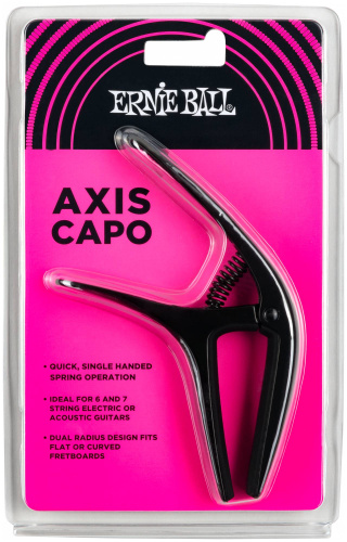Ernie Ball 9600 Axis Capo Black, универсальный каподастр, пружинный, цвет чёрный фото 2