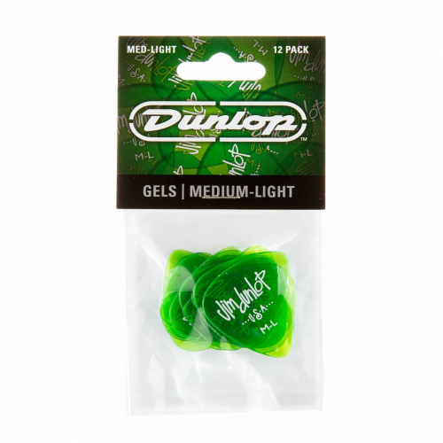 Dunlop Gels M-L Green 486PML 12Pack медиаторы, medium light, 12 шт. фото 4