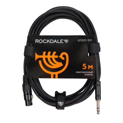 ROCKDALE XF001-5M готовый микрофонный кабель, разъемы XLR female X stereo jack male, длина 5 м, черный