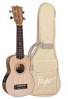 FLIGHT DUS320 EQ SP/ZEB - укулеле со звукоснимателем, сопрано, цвет натуральный, чехол
