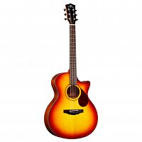 KEPMA F0-GA Top Gloss BS электроакустическая гитара, цвет вишневый санберст, в комплекте чехол