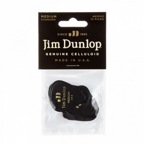 Dunlop Celluloid Black Medium 483P03MD 12Pack медиаторы, средние, 12 шт. фото 4