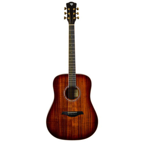 ROCKDALE Aurora D7 Koa ASB Акустическая гитара. Форма корпуса Dreadnought. Цвет санберст. Глянцевое покрытие. Верхняя дека из ели с верхним слоем из к