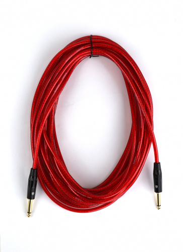 AuraSonics J63J63-10TRD гитарный кабель Jack TS 6.3мм Jack TS 6.3мм 10м, прозрачный красный фото 2