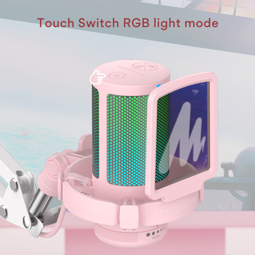 Maono DGM20S (pink), конденсаторный USB микрофон, пантограф, 24bit 48kHz, RGB подсветка,поп-фильтр фото 9