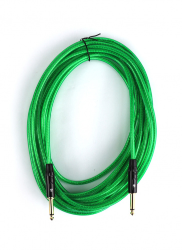 AuraSonics J63J63-10TGR гитарный кабель Jack TS 6.3мм Jack TS 6.3мм 10м, прозрачный зеленый фото 2