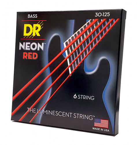 DR NRB6-30 HI-DEF NEON струны для 6-струнной бас гитары с люминесцентным покрытием красные 30 фото 4