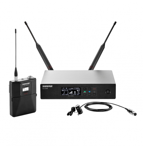 SHURE QLXD14E/85 G51 цифровая радиосистема с петличным микрофоном WL185, конденсаторным кардиоидным, 470-534 МГц. Черный