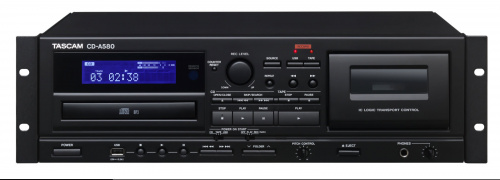 Tascam CD-A580 CD проигрыватель / USB / Кассетный плеер-рекордер, CD/MP3, Pitch CD/ кассета ±10%, RCA разъёмы, пульт ДУ