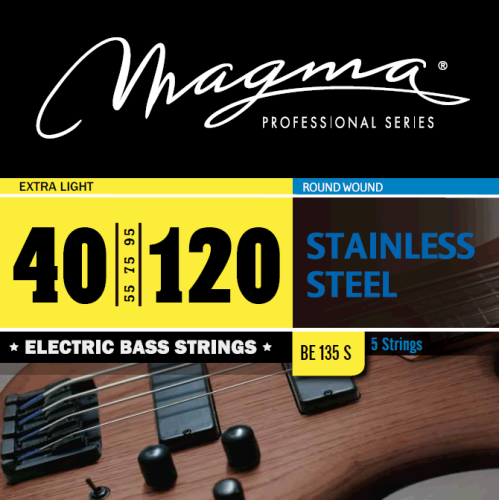 Magma Strings BE135S Струны для 5-струнной бас-гитары Low B 40-120, Серия: Stainless Steel, Калибр: 40-55-75-95-120, Обмотка: круглая, нержавеющая ста