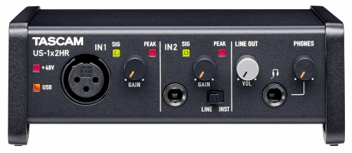 Tascam US-1x2HR USB аудио интерфейс (1 вход микрофонный, 1 вход линейный, 2 выхода) Ultra-HDDA mic-preamp 24bit/192kHz фото 2