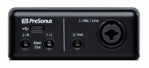 PreSonus AudioBox GO аудио интерфейс, USB 2.0, 2вх/2 вых канала, 1мик,1инстр, 24бит/44-96кГц фото 3