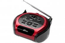 RITMIX RBB-100BT red 3 Вт * 2, Bluetooth, FM-радио, автопоиск радиостанций, телескопическая антенна, воспроизведение с USB/SD, аудио формат: MP3, AUX,