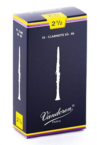 Vandoren CR1025 трости для кларнета Bb, традиционные (синяя пачка), №2.5, (упаковка 10 шт.)