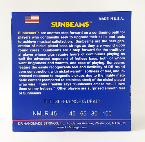 DR NMLR-45 SUNBEAM струны для 4-струнной бас-гитары никель 45 100 фото 2