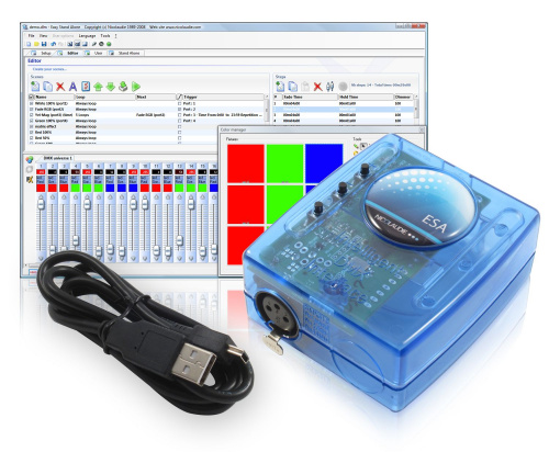 SUNLITE SLESA-U8 Мини USB/DMX-интерфейс для архит.осв ,1 DMXout, 64К память (USB кабель+CDrom) фото 2