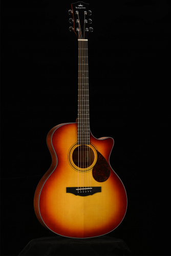 KEPMA F0-GA Top Gloss BS электроакустическая гитара, цвет вишневый санберст, в комплекте чехол фото 2
