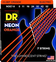 DR NOE7-9 HI-DEF NEON струны для 7-струнной электрогитары с люминесцентным покрытием оранжевые 9