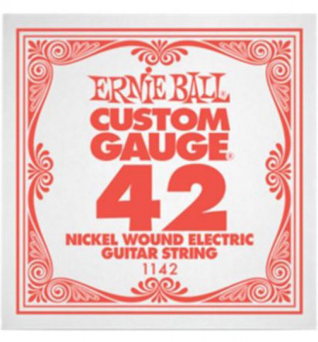 Ernie Ball 1142 струна для электро и акустических гитар. никель, в оплётке, калибр .042