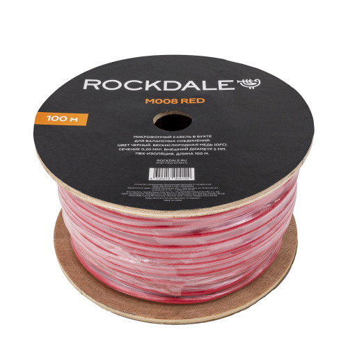 ROCKDALE M008 red микрофонный кабель в бухте для балансных соединений, OFC структура 84х0,1+2х(28х0,1), красный, длина 100 метро фото 5