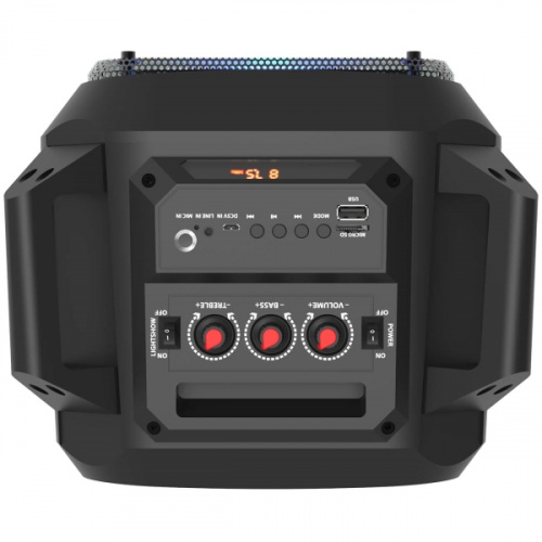 RITMIX SP-850B black 24 Вт, 6,5" + 6,5", Bluetooth 4.2, 50 Гц -18 КГц, FM-радио, RGB-подсветка, AUX, USB, microSD (до 32 Гб, MP3), дисплей: LED, до 6  фото 6