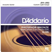 D'Addario EJ26 струны для акустической гитары, фосфор/бронза, Custom Light 11-52