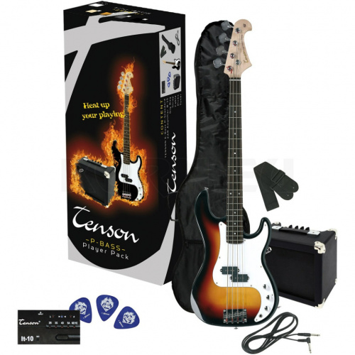 TENSON P Player Pack 3-Tone Burst бас гитара, чехол, тюнер, комбик, ремень