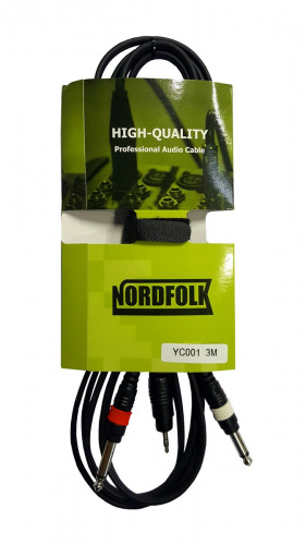 NordFolk NYC001 1.5M кабель Minijack stereo - 2 x Jack mono, литые разъёмы, 1.5 м.