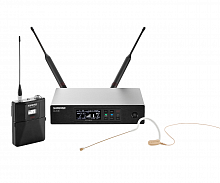 SHURE QLXD14E/153T G51 цифровая радиосистема с ушным микрофоном MX153T, конденсаторным всенаправленным, 470-534 МГц. Бежевый
