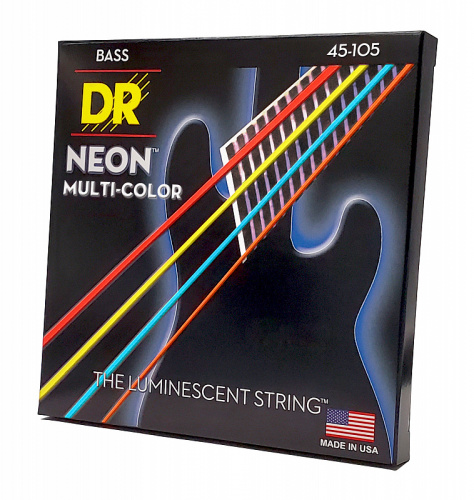 DR NMCB-45 HI-DEF NEON струны для 4-струнной бас гитары с люминисцентным покрытием разноцветные фото 3