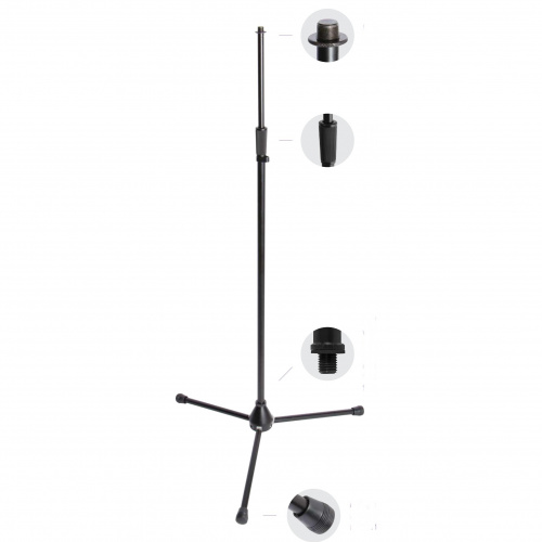 OnStage MS9750 Микрофонная стойка прямая, тренога, регулируемая высота,усиленная, черная фото 2