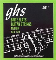 GHS 720 Струны для электрогитары; сплав 52; полукруглая обмотка; (11-14-22-28-38-50); Brite Flats