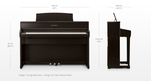 KAWAI CA701 B цифр. пианино, 88 клавиш, механика механика Grand Feel III, цвет черный матовый фото 3