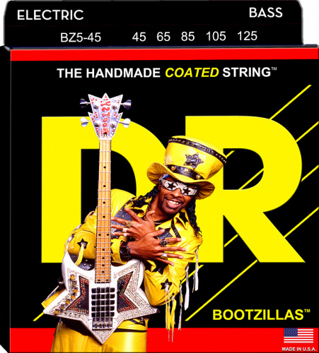 DR BZ5-45 BOOTZILLAS подписные струны Bootsy Collins для 5-струнной бас-гитары прозрачное по