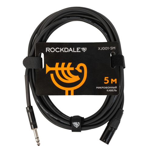 ROCKDALE XJ001-5M готовый микрофонный кабель, разъемы XLR male X stereo jack male, длина 5 м, черный