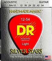 DR SIA-12 SILVER STARS струны для акустической гитары посеребрёные 12 54