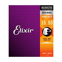 Elixir 11182 NanoWeb струны для акустич. гитары HD Light 13-53 бронза 80/20