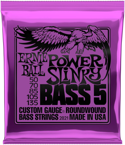 Ernie Ball 2821 струны для 5-струнной бас-гитары Nickel Wound Bass Power Slinky 5 (50-70-85-105-135)