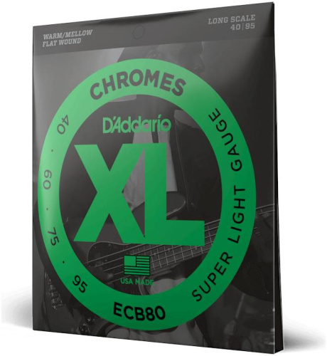 D'Addario ECB80 струны для бас-гит. SUPER Soft, хром, плоск.оплётка, 40-95