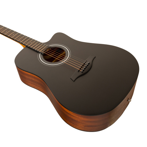 ROCKDALE Aurora D3 Satin C BK акустическая гитара дредноут с вырезом, цвет черный, сатиновое покрыти фото 3