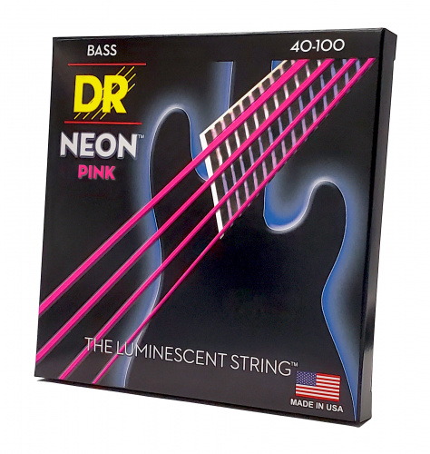 DR NPB-40 HI-DEF NEON струны для 4-струнной бас гитары с люминесцентным покрытием розовые 40 1 фото 4