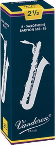 Vandoren SR2425 трости для баритон-саксофона, традиционные (синяя пачка), №2.5, (упаковка 5 шт