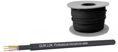 QUIK LOK CM675 BK профессиональный микрофонный кабель 2 x 0.22 мм, d=6.3мм, изоляция – медный дренажный провод (земля) + токопроводящий ПВХ, бухта, че