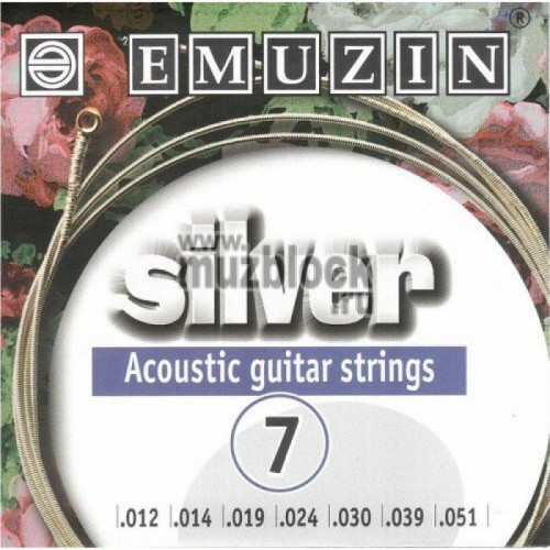 EMUZIN SILVER 7А222 Струны для 7-струнной акуст. гитары .012 .051, обмотка из посеребренной меди