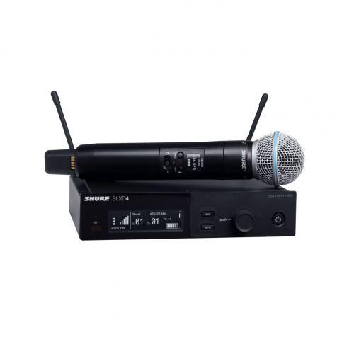 SHURE SLXD24E/B58 H56 цифровая радиосистема ручным микрофоном Beta 58, динамическим суперкардиоидным, 470-638 МГц (рабочий диапазон 518-562 МГц), выно