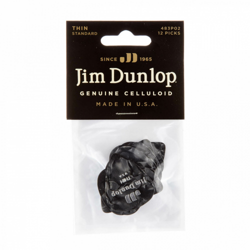 Dunlop Celluloid Black Pearloid Thin 483P02TH 12Pack медиаторы, тонкие, 12 шт. фото 4