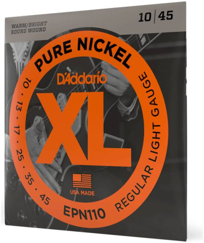 D'ADDARIO EPN110 PURE NICKEL REGULAR LIGHT 10-45 струны для электрогитары, никель, 10-45